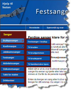 Menyer innenfor bryllupssanger - mange alternativer